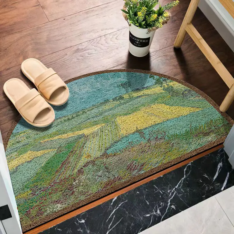 Abstract Oil Painting PVC Door Mat Print Text Dust-proof Printed Carpet Entrance Hallway Mat Shoes Scraper Living Room Area Rug