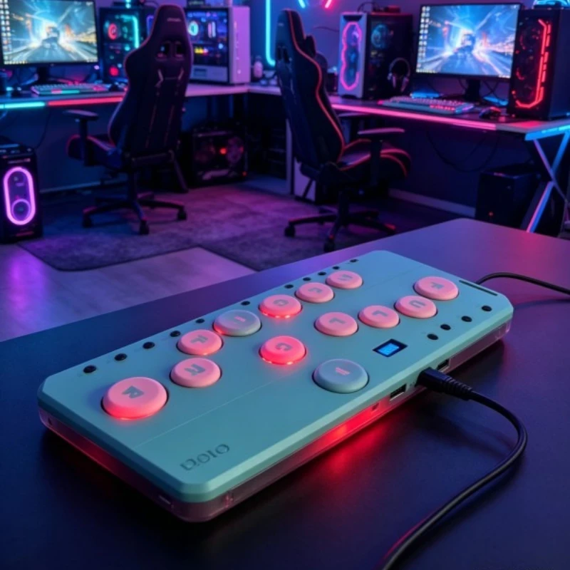 DOIO Hot Swap Low Axis Mechanical Keyboard Portable Mini Audio Game Keyboard DJMAX/Muse Dash/OSU/APSONIC (Fighting) Joystick