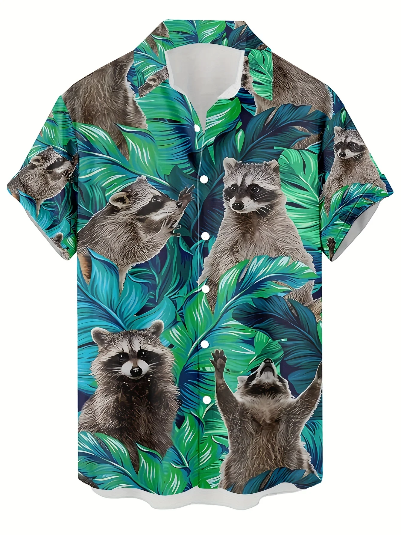 

Мужская гавайская рубашка с принтом тропического енота — повседневная рубашка с коротким рукавом, на пуговицах, идеально подходит для летнего пляжа и отпуска