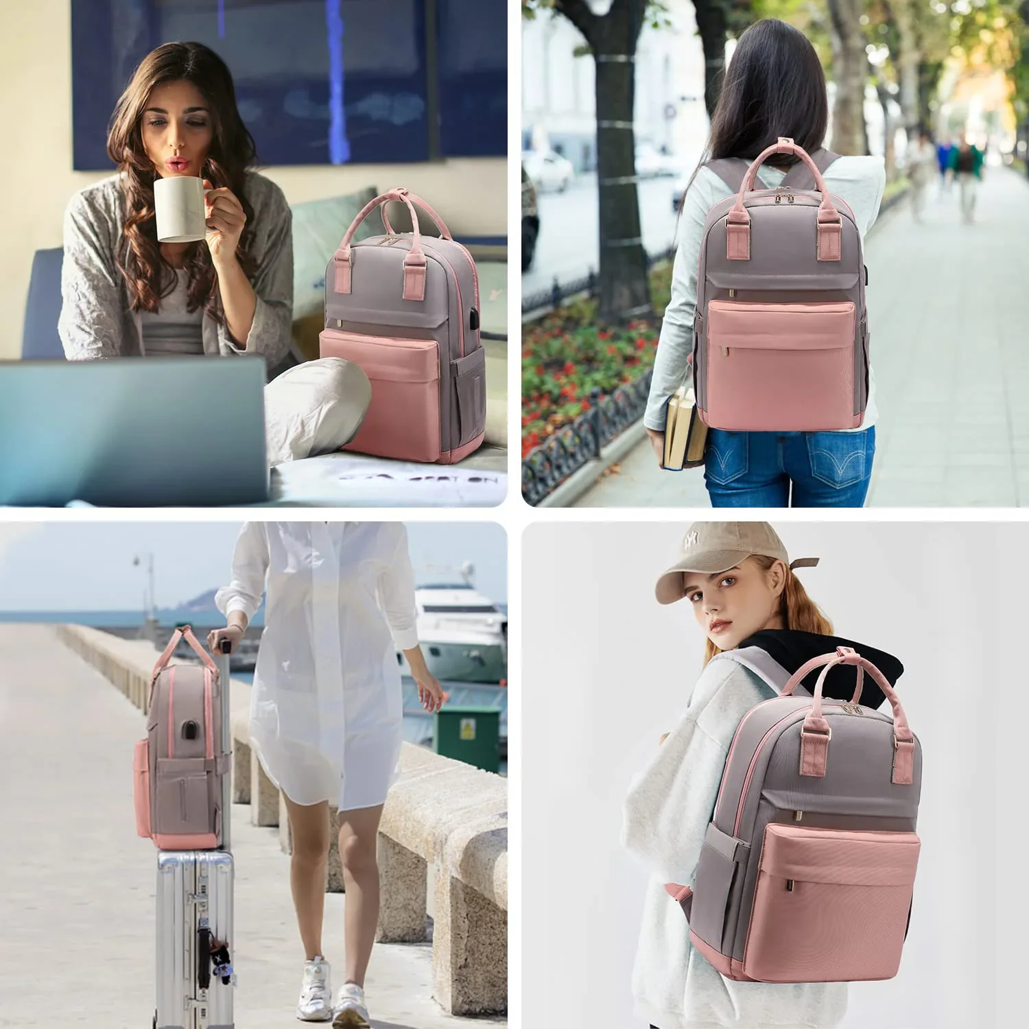 Sac à dos de voyage pour femme, chargement USB, sac à main léger pour ordinateur portable, sacs d'école pour filles, valise multifonctionnelle, sacs à dos à la mode