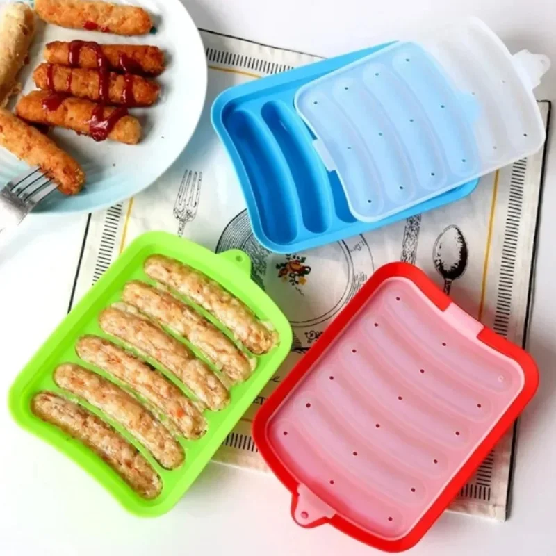 

Silicone Sausage Mold DIY Baby Food Supplement Tool Food Grade With Lid Home Made Hot Dog Ham Sausage Baking Mold Kitchen Gadget