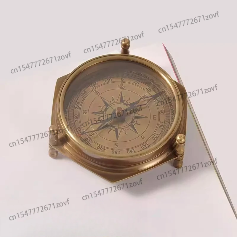 Imported brass pure copper compass car compass European retro nostalgic model room study decoration soft ornament