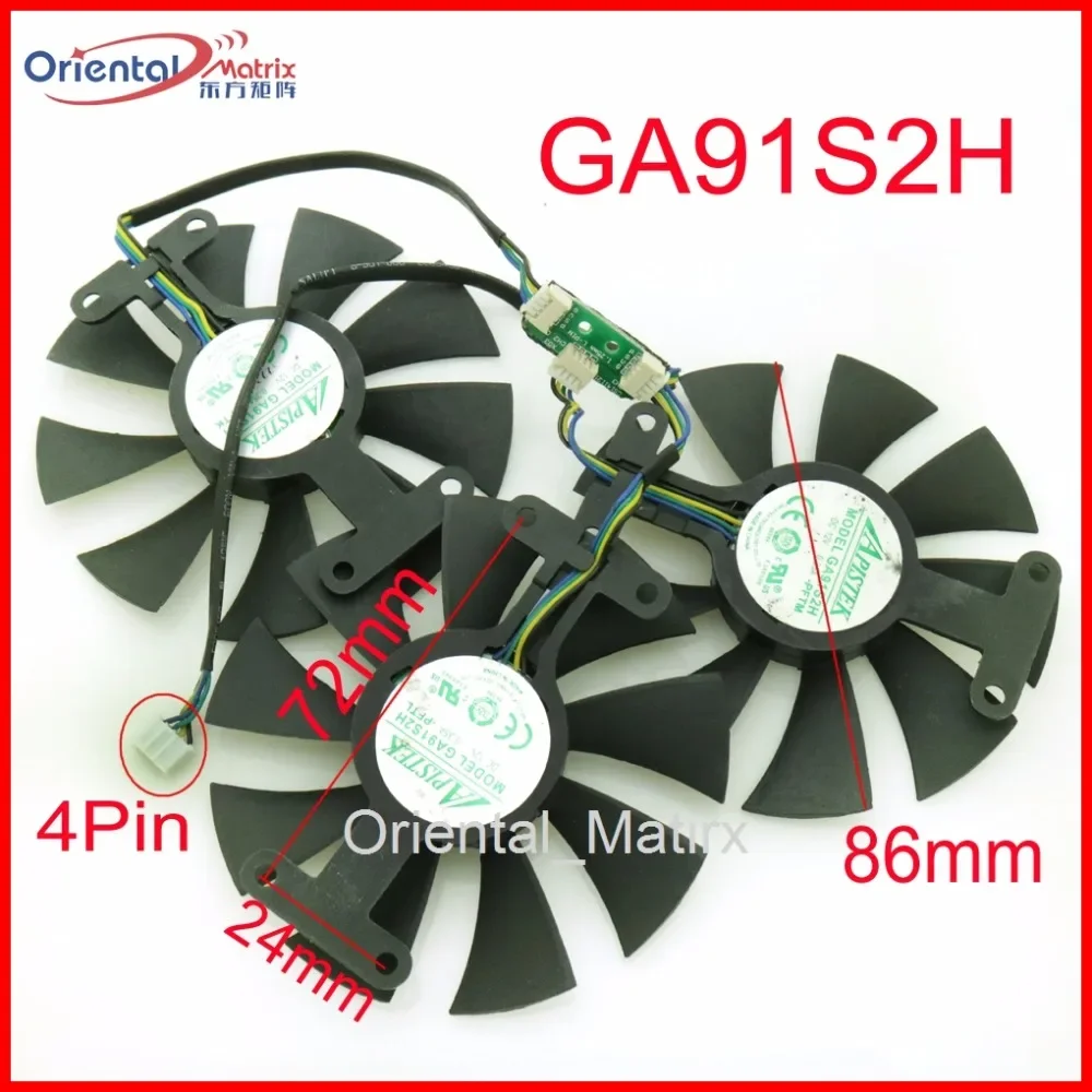 3pcs/Lot GA91S2H 12V 0.35A 4Pin 86mm VGA Fan For ZOTAC GTX980TI-6GD5 GTX980TI Graphics Card Cooler Cooling Fan