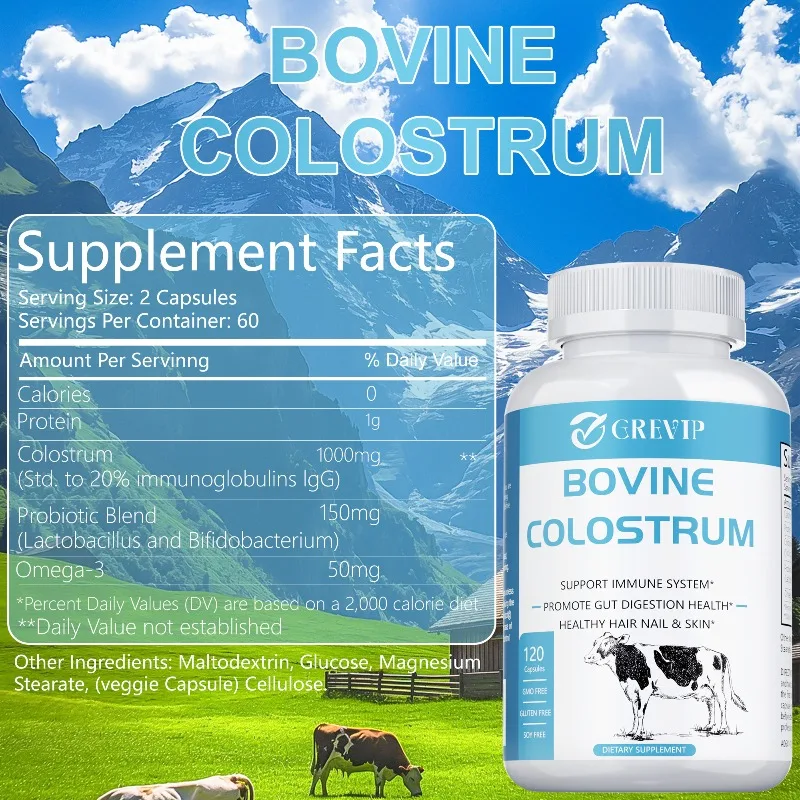 Bovine Colostrum Supplement - Beneficial for Gut Health, Boosts Immunity, Promotes Muscle Recovery, and Provides Immune Support