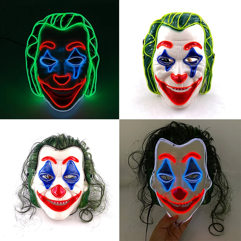 

Multiple styles horror bat clown mask neon Movie Joker Cosplay Mask EL wire glowing mask Halloween scary Costume Accessories