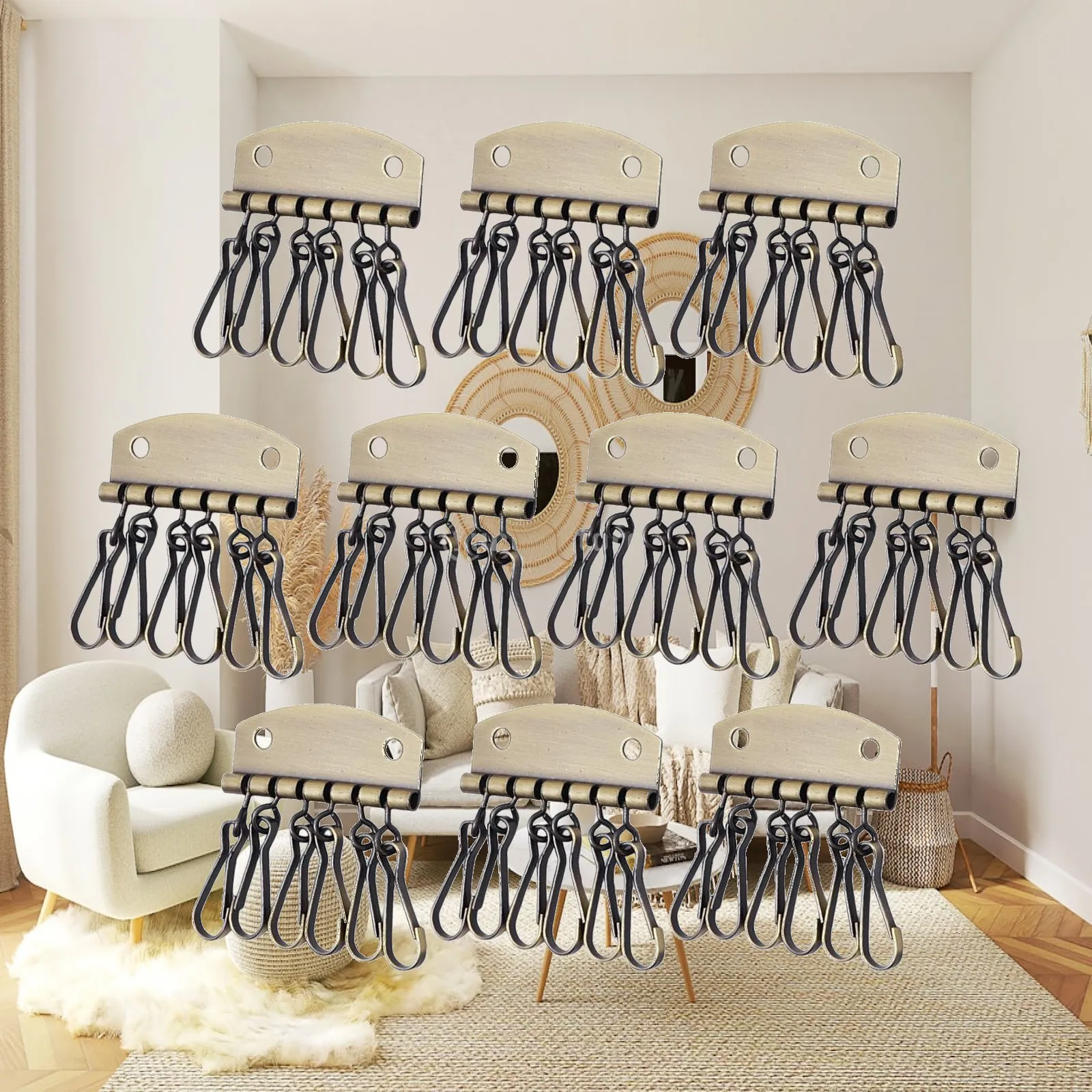 Key Chain Keyring Hardware 6 Hook Metal Clasp for DIY PU Leather Key Case Craft and Wallet Organizer