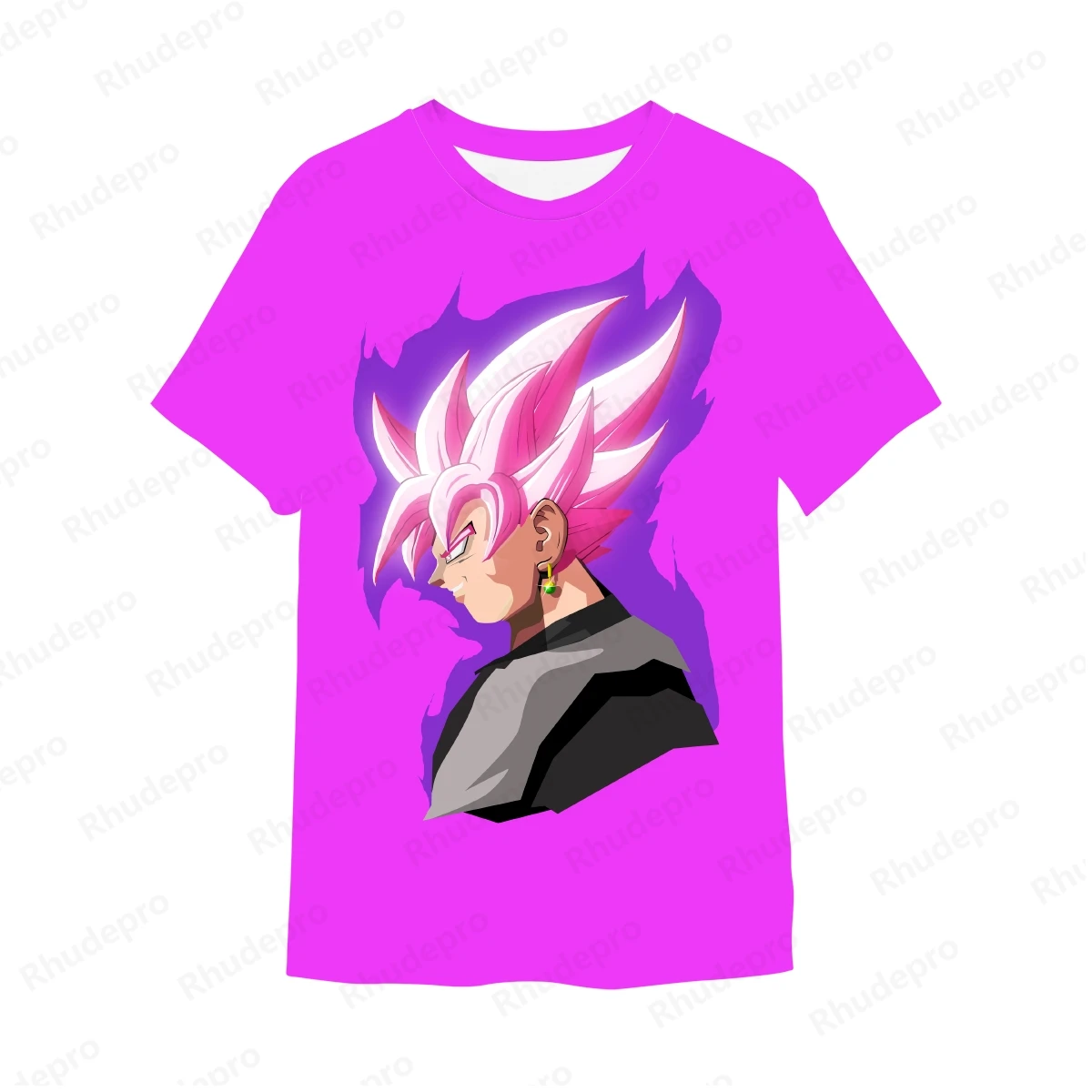 Anime japonês Goku masculino todo 3D Print T-shirts de rua grandes dimensões, Unisex Cosplay Top, Verão, Novo, Quente, 2024