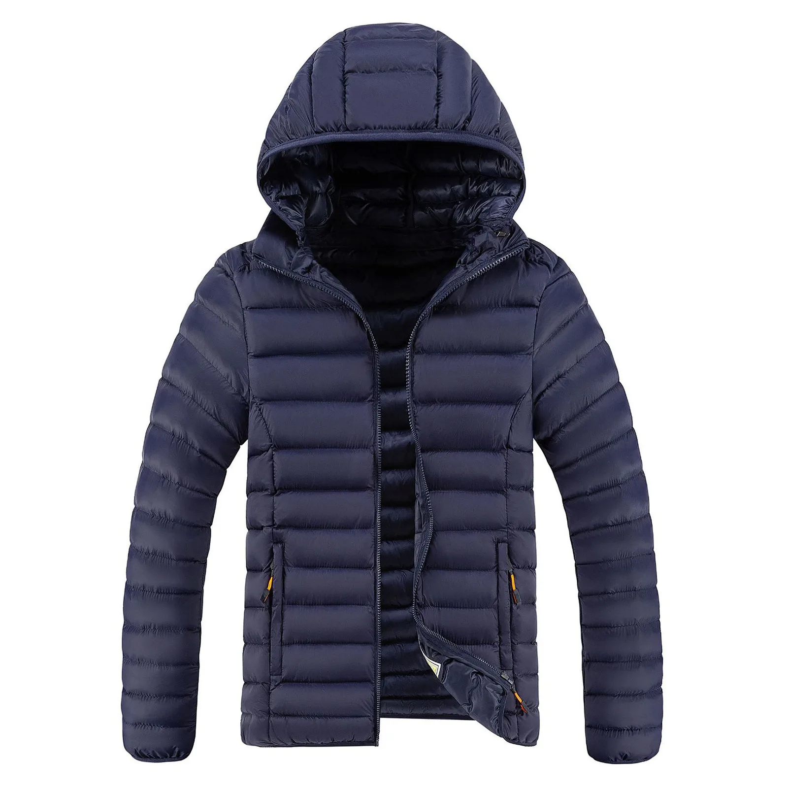 

Male Autumn And Winter Thickening Cotton Soild Color Casual Warm Zipper Removable Hat Long Sleeve Vacation Outdoor Jacket