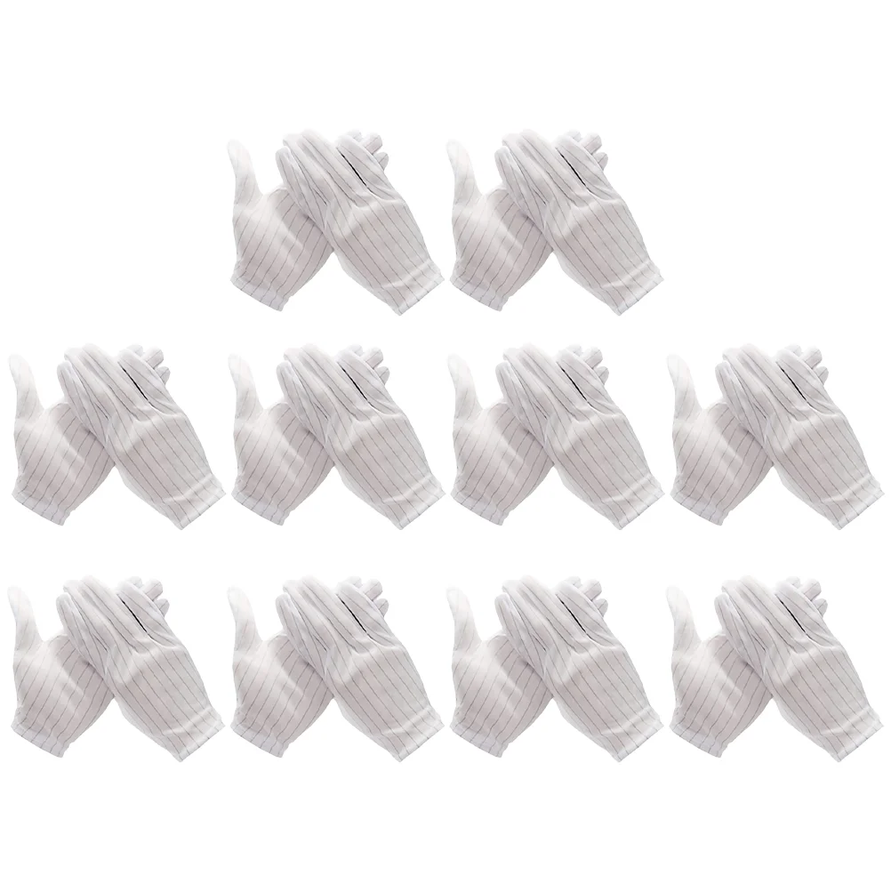 10 Pairs Work Gloves Electronics Installation Anti-static for Protection White Conductive Fiber Repair