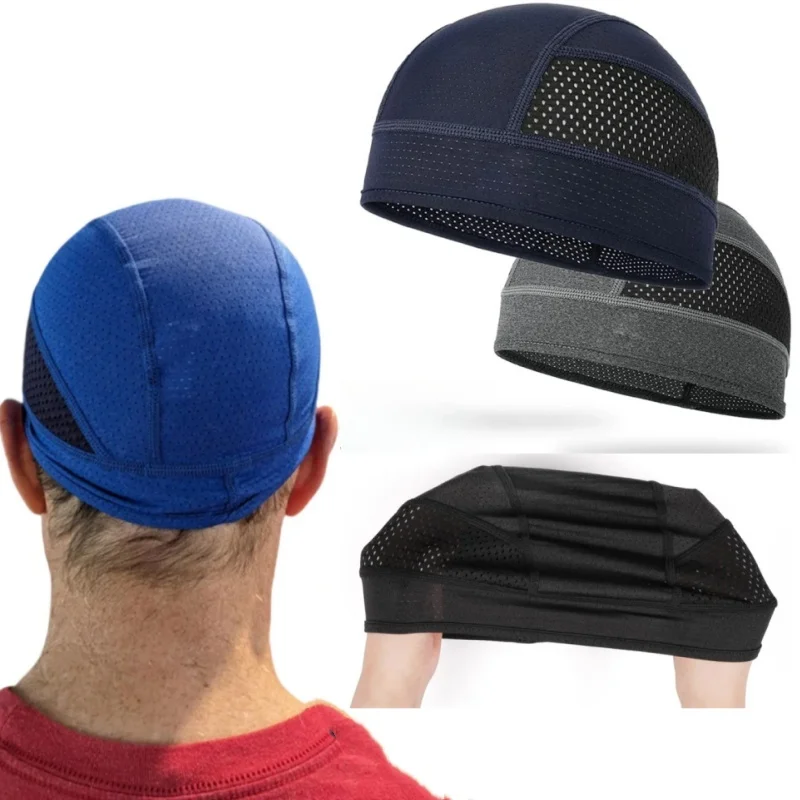 

Быстросохнущая шапка-бини для бега и езды на велосипеде, внутренняя шапка для шлема, летняя тонкая дышащая сетчатая впитывающая пот шапка с черепом, подкладка для шлема, головной убор