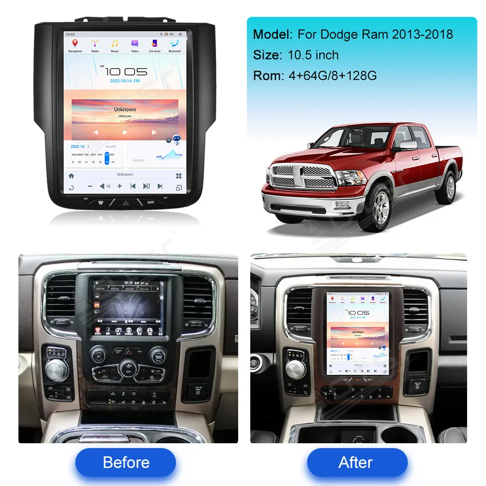 10.5 Inch Android 11 For Dodge Ram 2013-2018 Carplay Car Radio GPS Navigation Multimedia Player HD Touch Screen Head Unit