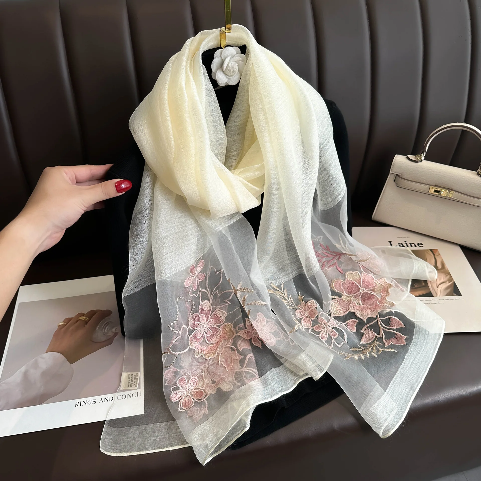 Luxury Brand Solid Silk wool scarf Women Shawls Scarves Summer Lady Hijab Winter Fashion Warm Bandana Foulard Pashmina Poncho