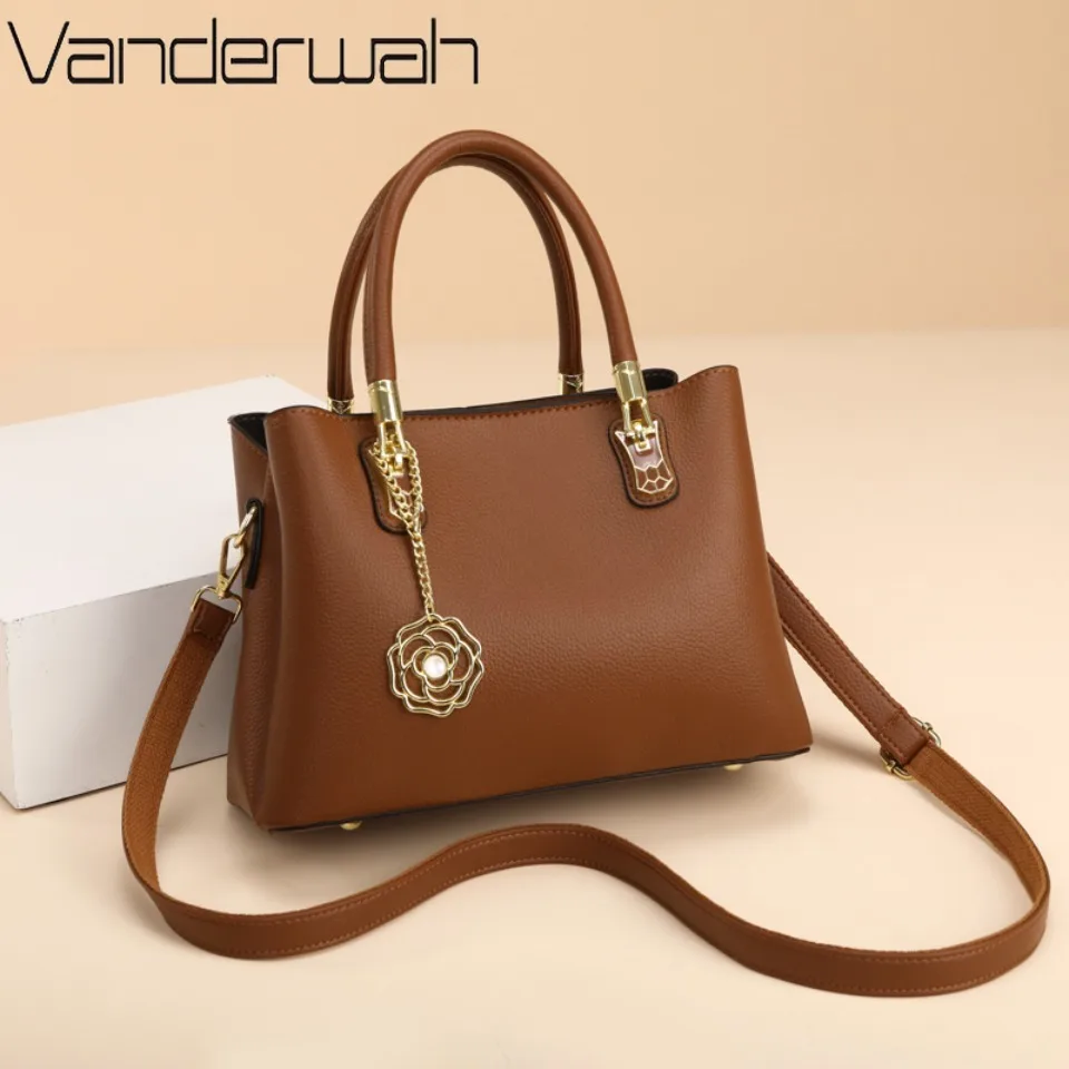 

Женская сумка через плечо 2-в-1 с металлической подвеской, просторная вместимость, золотая фурнитура среднего размера для ежедневных поездок на работу и свидания