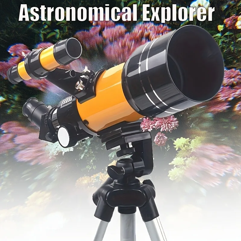 

1pc High - Performance Astronomical Telescope: 70mm Aperture, 150x Magnification, Manual Focus, with Portable Silver Metal Tripo