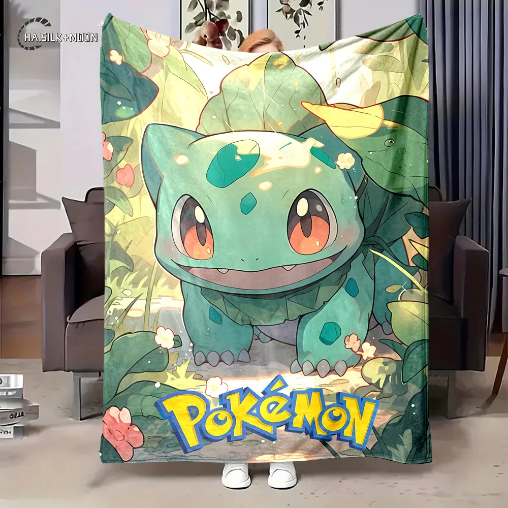 Одеяло с принтом японского аниме Pokemon Bulbasaur Venusaur для взрослых и детей, теплые одеяла, мягкое и удобное одеяло для дома и путешествий