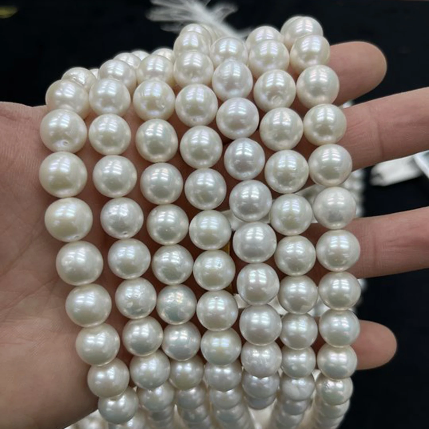

10-11mm Natural Pearl Round Smooth Freshwater White Necklace Semi-Finished Baroque DIY Materials Accessories Wholesale Jewelry