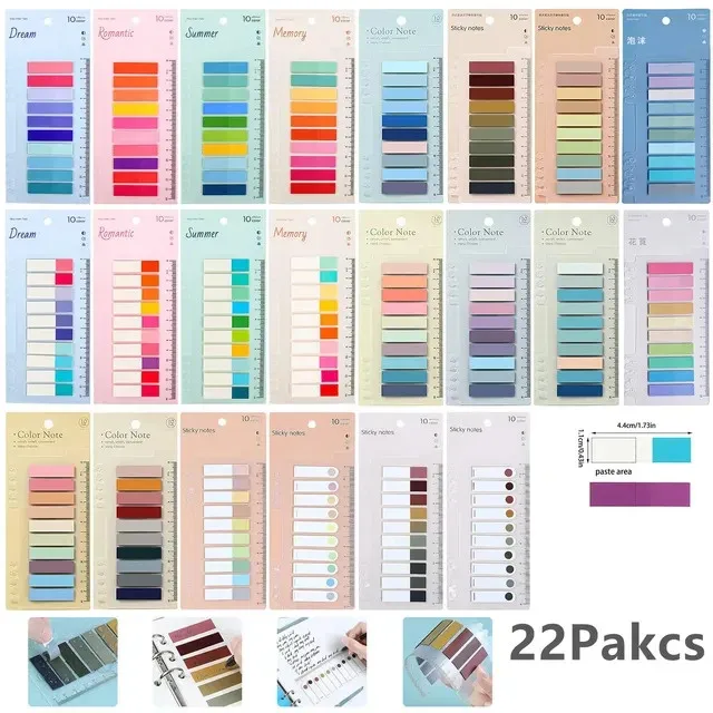 88Pc Random ColorTransparentes Sticky Notes Self-Adhesive Annotation Read Books Bookmarks Tabs Notepad Aesthetic Stationery