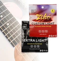 ZIKO Corde Chitarra Acustica DAG 010 / 011 Anima d'acciaio Avvolgimento in ottone Accessori per chitarra per principianti e pratica