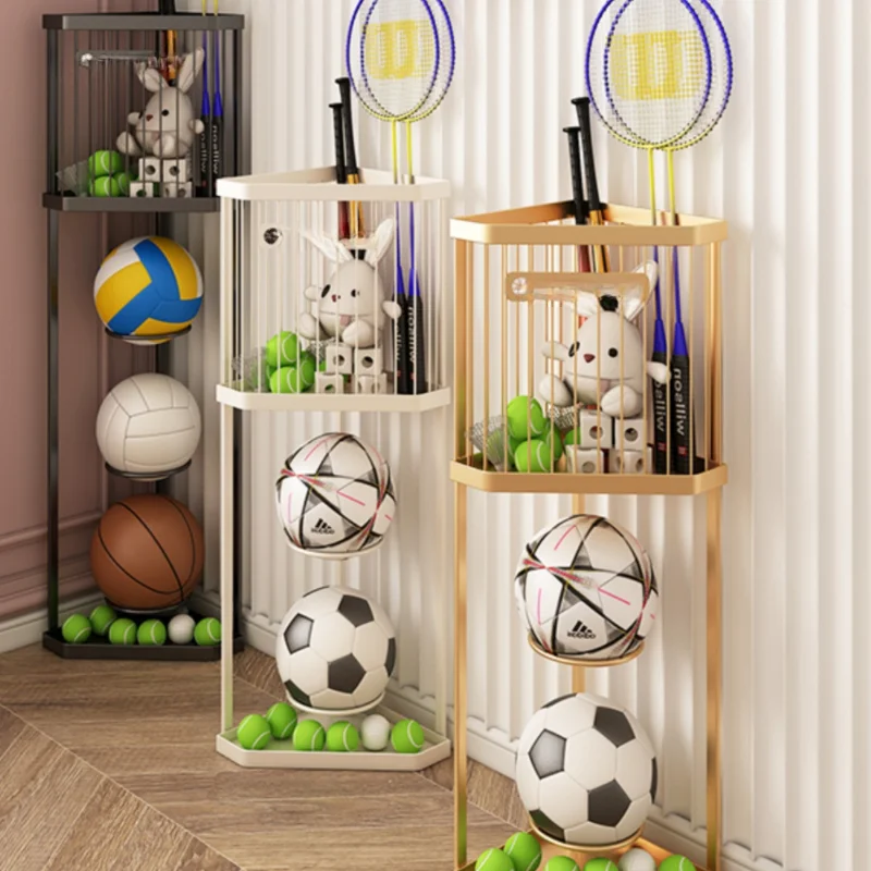 home basketball storage indoor football corner cabinet ball rack sports racket storage basket