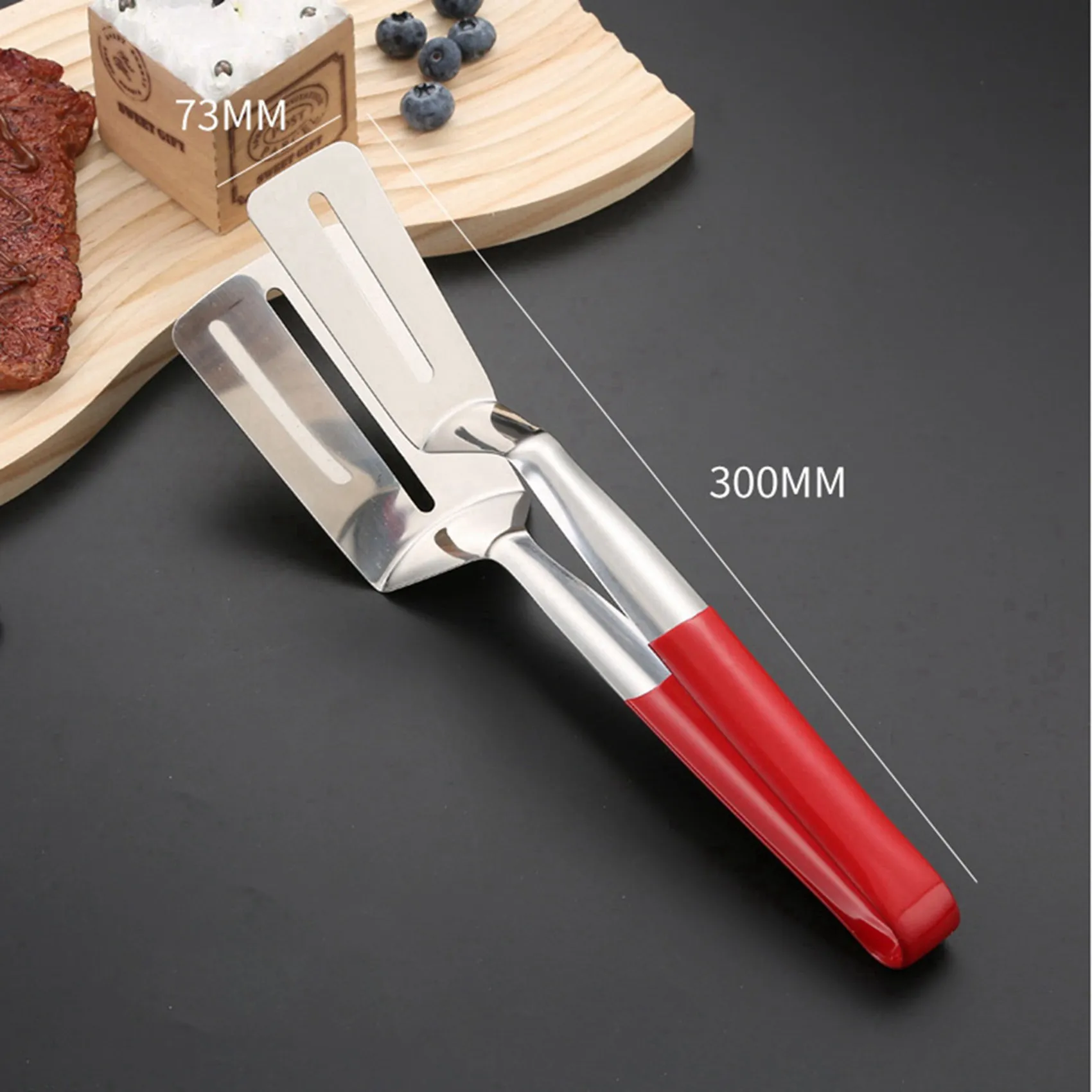 

ABPQ-2X Anti-Scald Double-Sided Tongs, Multi-Functional Stainless Steel Food Flip Shovel Clip, Used For Steak Bread Burger