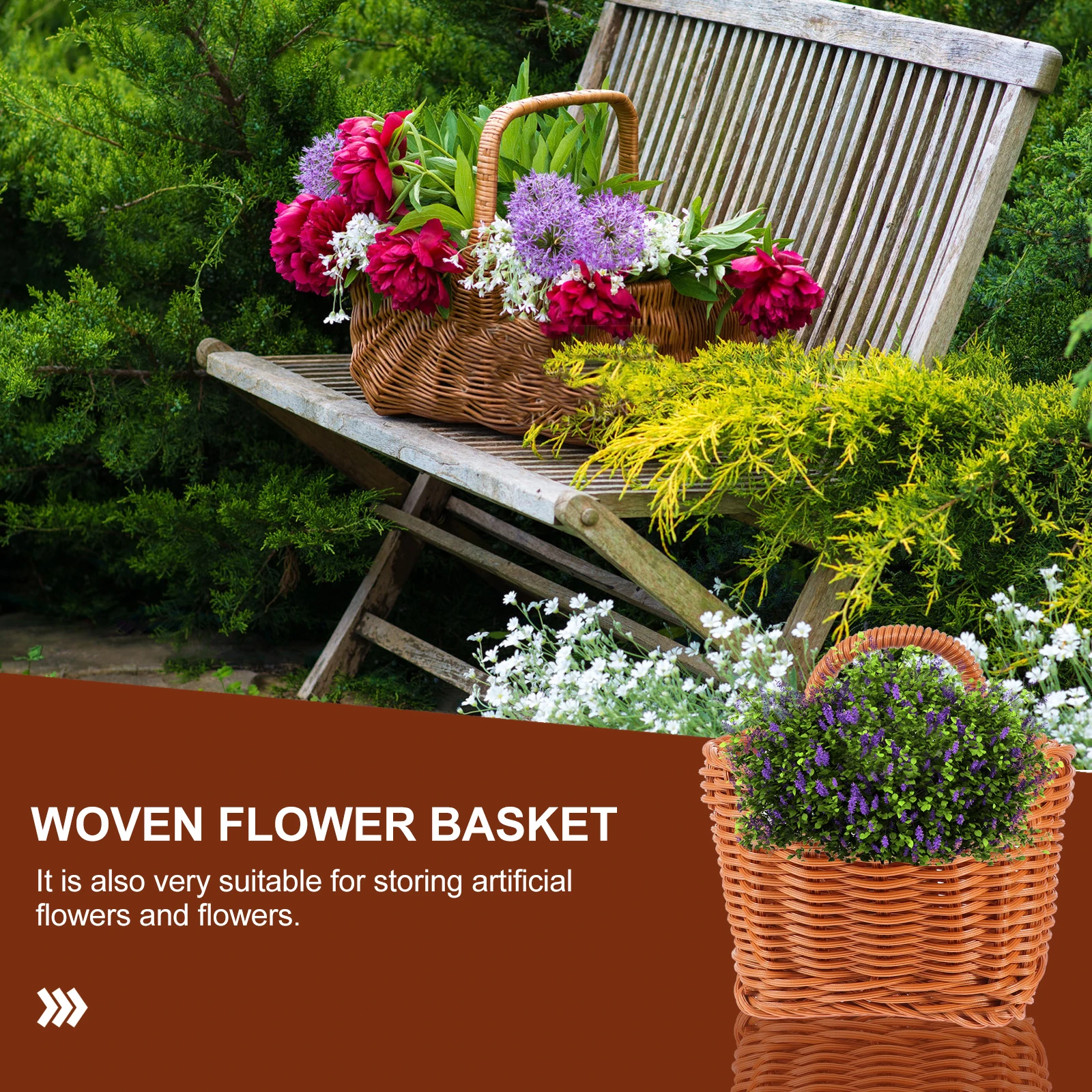 

Large Plastic Imitation Rattan Storage Basket Woven Container Egg Shaped Home ganization Picnic H Basket Vintage Color
