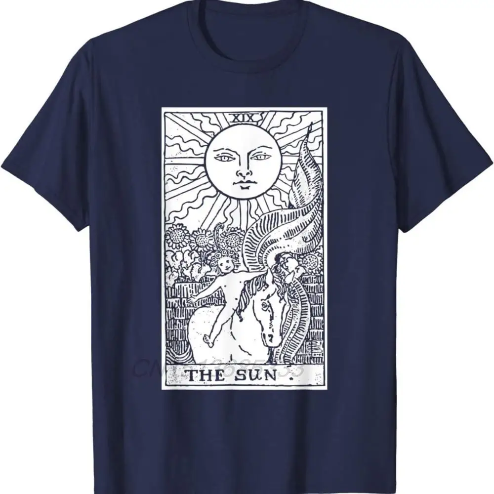 The Sun Tarot Card Men Retro Printed T-shirts Alien Bigfoot Moon Sasquatch UFO Extraterrestrial Women Man Vintage Cotton TShirts