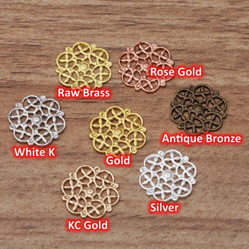 BoYuTe Factory Supply Metal Brass Filigree Plate Flower Materials Handmade Diy Jewelry Accessories