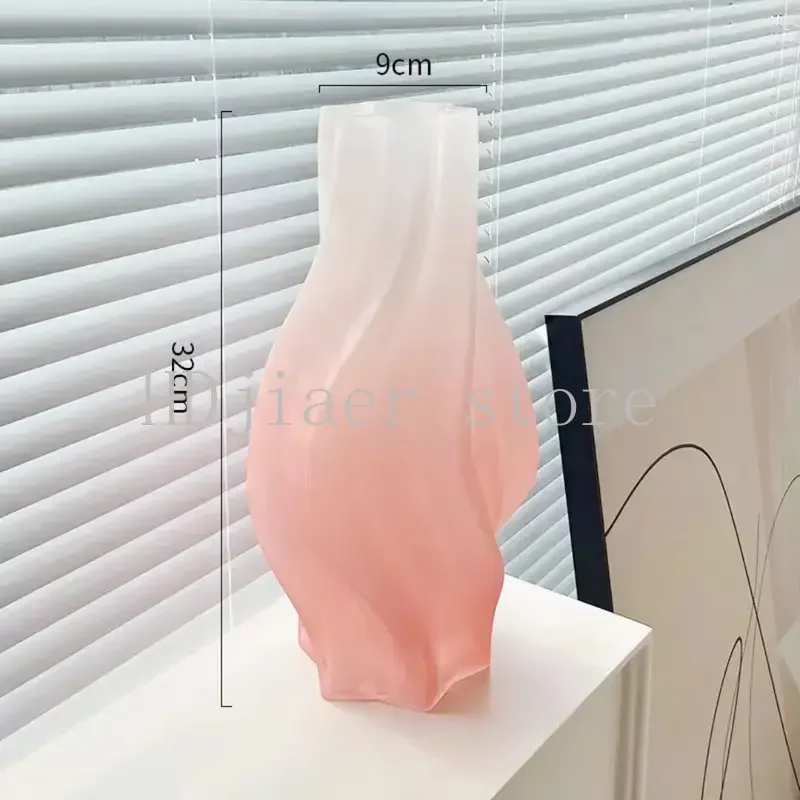 

Light Luxury Glass Floor Vase - High-Grade Ornament for Living Room Flower Arrangement (Long Branch/Tulip) & Dining Table