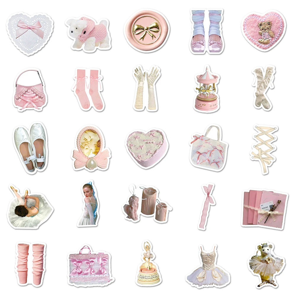 10/30/50PCS Cute Pink Style Ballerina Girl Stickers DIY Car Motorcycle Travel Guitar Fridge Waterproof Sticker Toy Decal Gift