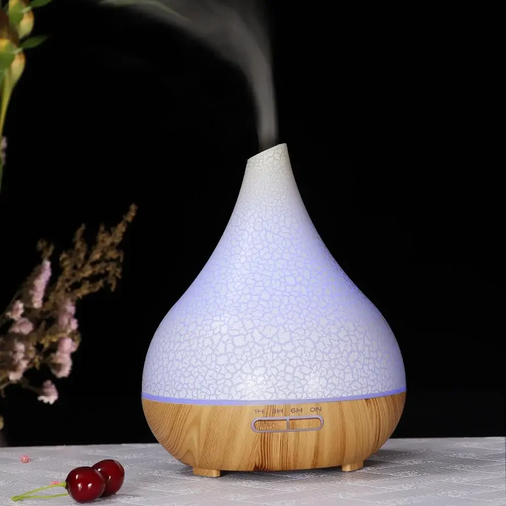 Aromatherapy machine 400ml with bamboo grain with 7LED night light support with essential oil 2020 new design humidifier