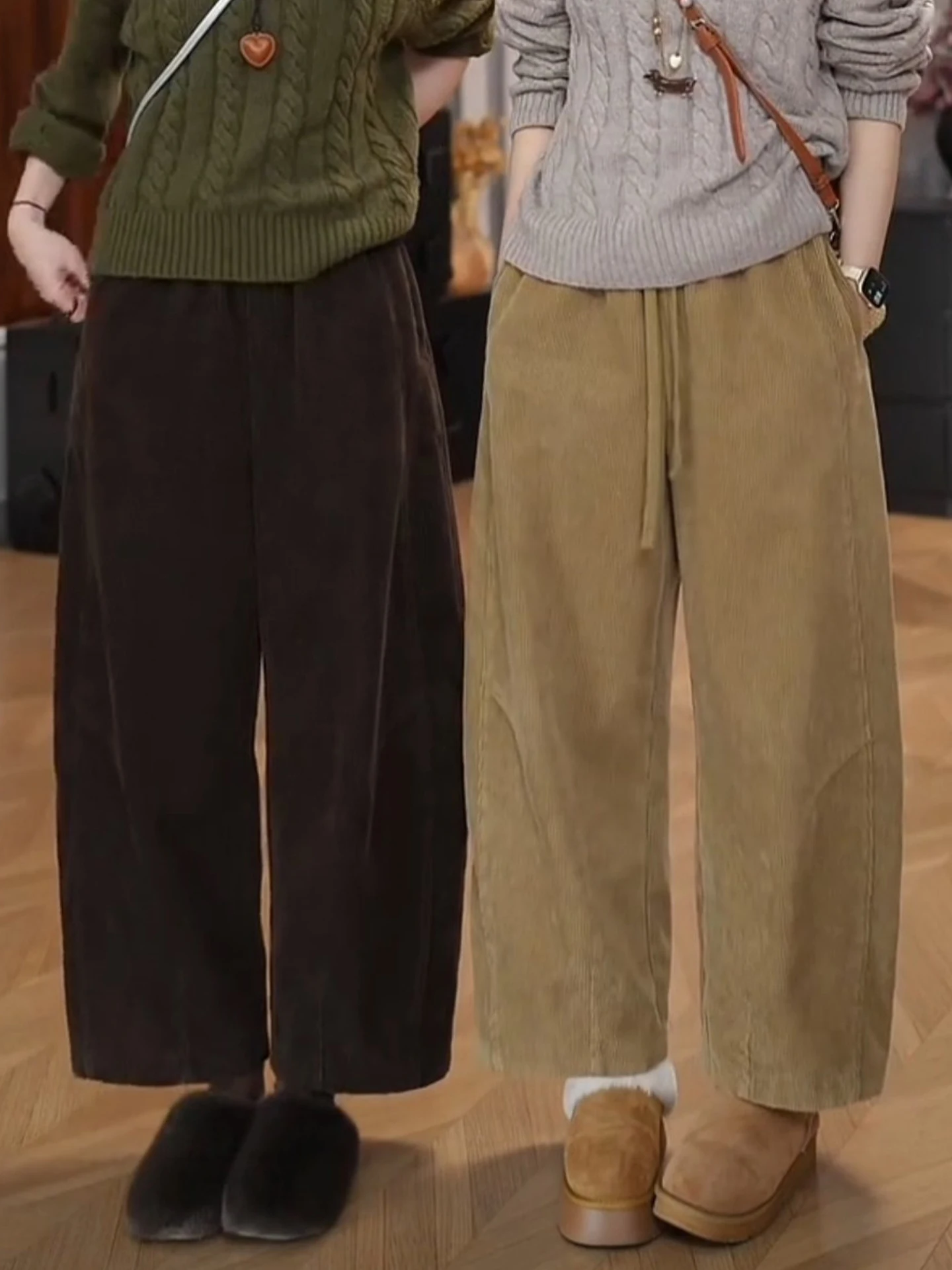 

Женские брюки из вельвета с высокой талией, свободного кроя, на флисовой подкладке, осенне-зимние, повседневные, прямые штанины