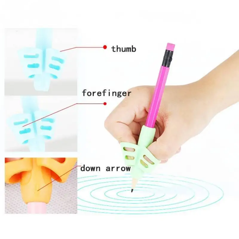 30pcs Pan Holder ldren Writing Pencil  Kids Learning Practise Silicone Pen Aid Grip Posture Correction Device for Students