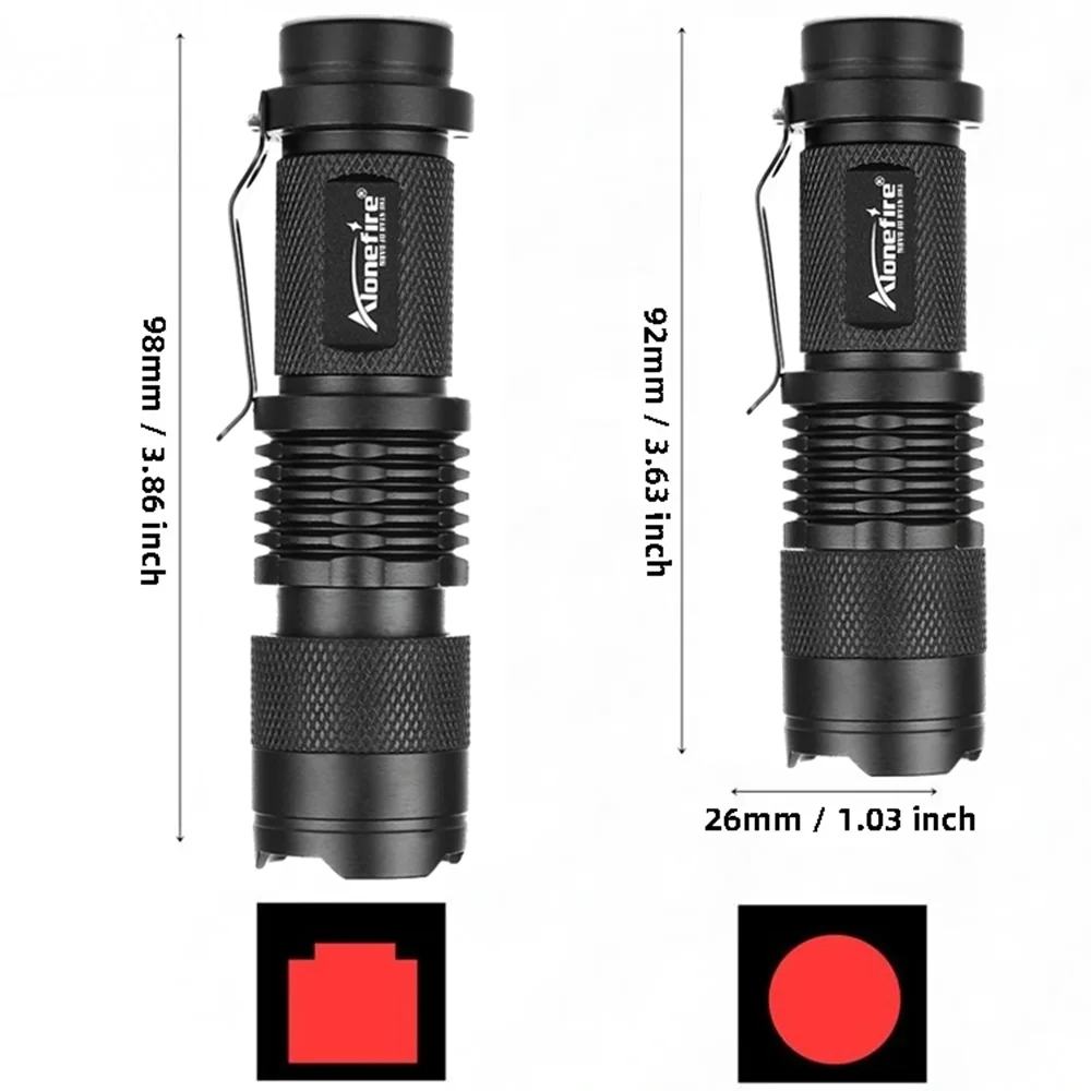 Zoom Red Light Flashlight Mini Hunting Bees Fishing Blood Vessels Astronomy Observe Star Travel Hotel Camera Detector Lamp Torch