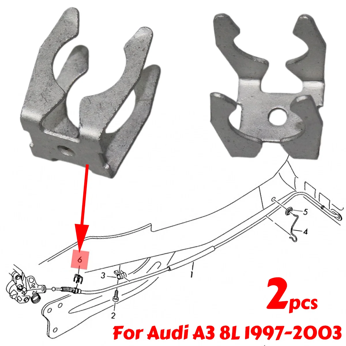 2pc Brake Cable Spring Clip 1H0609747 1H0 609 747 Wear-resistant For Audi A3 8L 1997-2003 8P 8P1 8PA 2003-2013 TT 8N 1999-2006