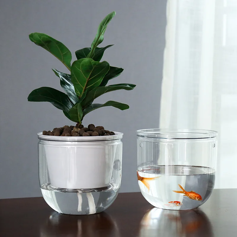 Hanging Flowerpot Self Absorbing Water Hanging Planter Thickened Plastic Planter Hydroponic Soil Cultivation Lazy Flower Pot FU