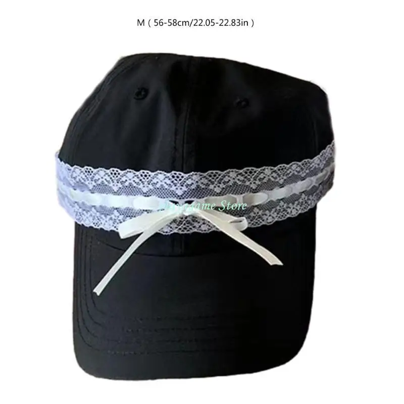 Y88A Balletcore Bow تنفس قبعة بيسبول فتاة Lacework قبعة النشاط في الهواء الطلق