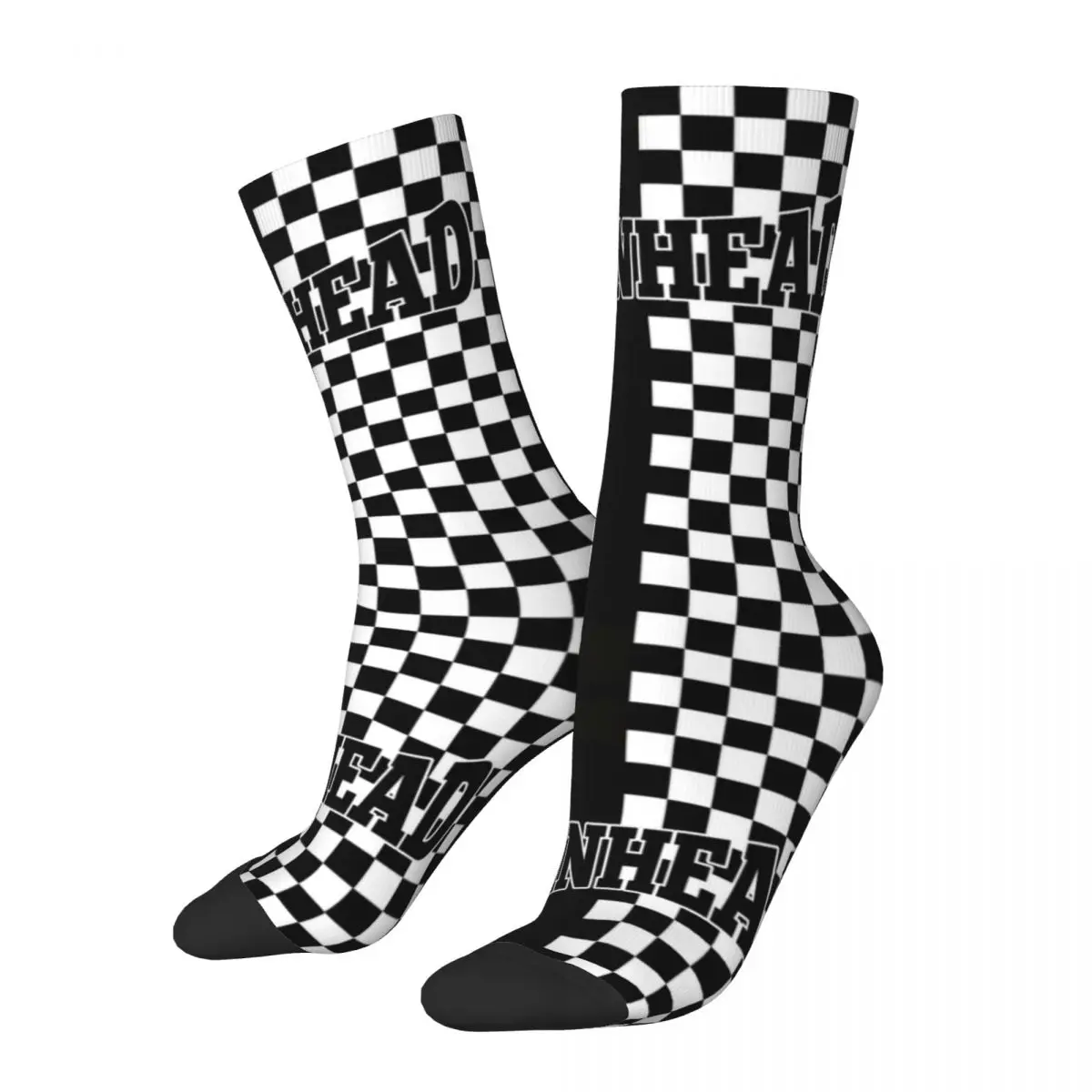 Harajuku Men Women Socks Skinhead And Ska Checkerboard Product Cute 2 Tone Music Skateboard Stockings Spring Autumn Winter