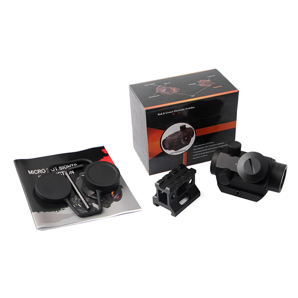 1 Set Red Dot Sight con 2 MOA e 9 impostazioni di luminosità mirino Reflex con lente rivestita in alluminio antiurto con guida da 20mm