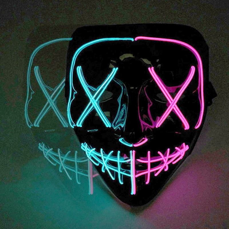 

Неоновая светящаяся маска-пустышка, беспроводные светящиеся маски, карнавальный костюм, реквизит, маскарадная маска, украшение для косплея, светящиеся принадлежности