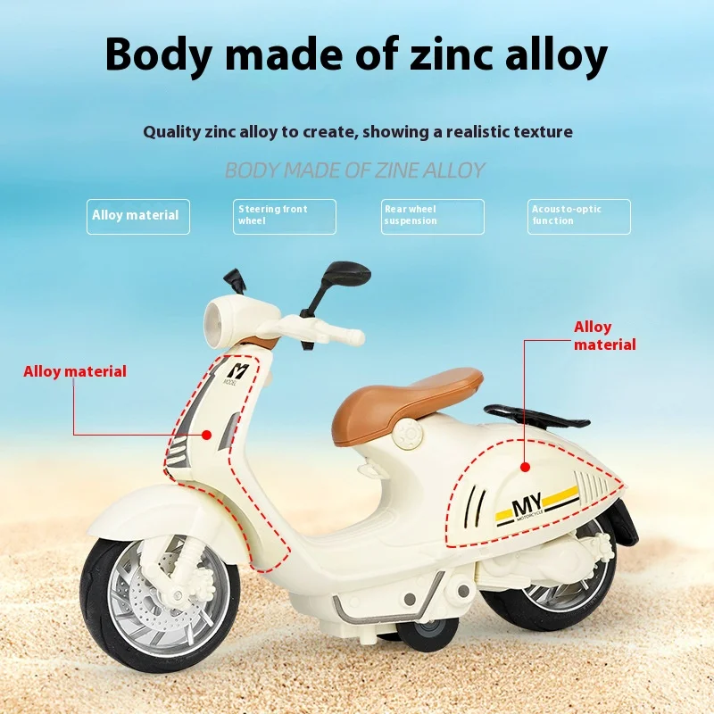 1: 10 Alloy Electric Motorcycle Model Toys with Lights Music Children\'s Toys Motorbike Model Ornament Gift for Motorcycle Fans