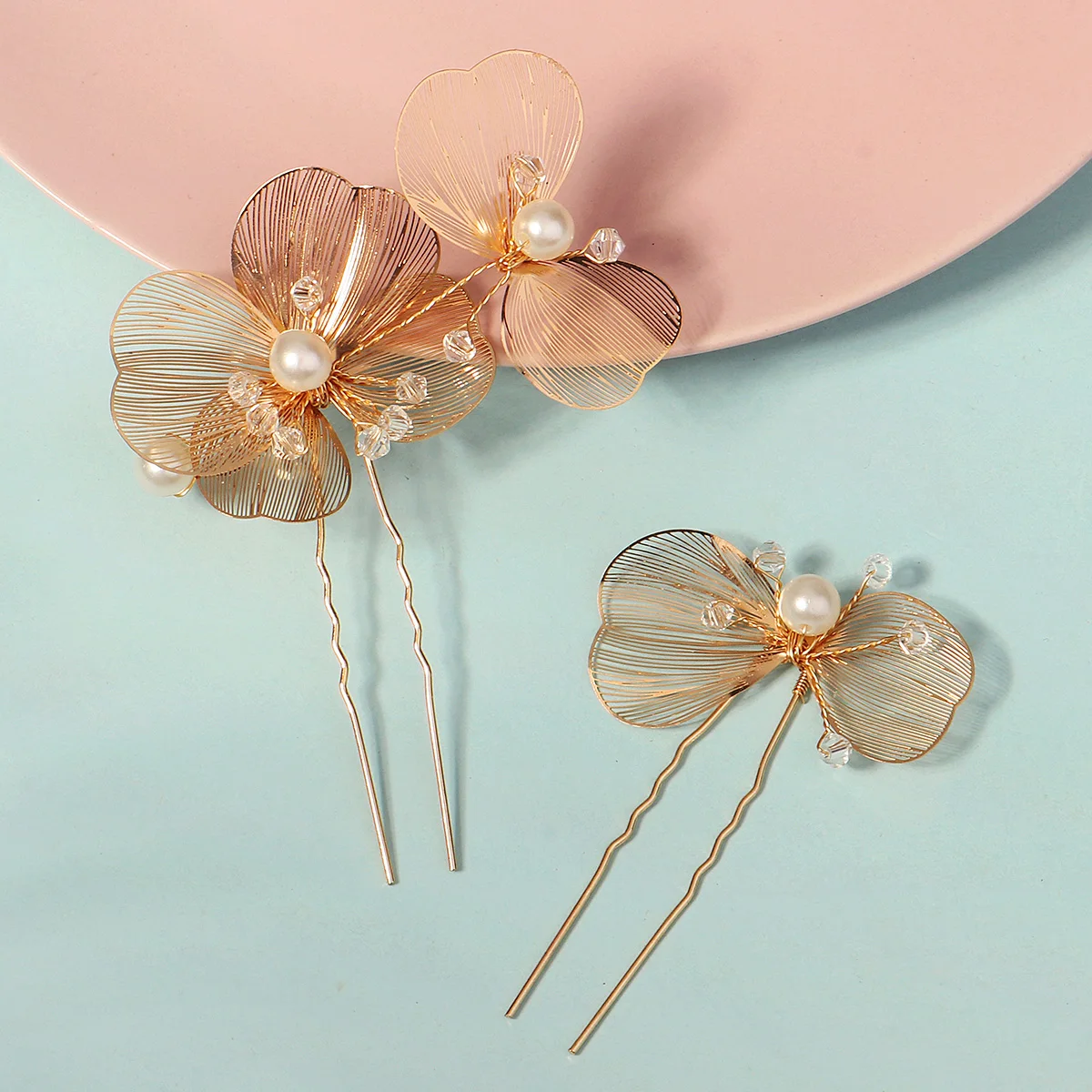 2 Teil/satz Mode Kristall Blume Braut Haarnadeln Trendy Handgemachte Perle Haar Clips Für Frauen Urlaub und Party Schmuck Zubehör – Detail 10