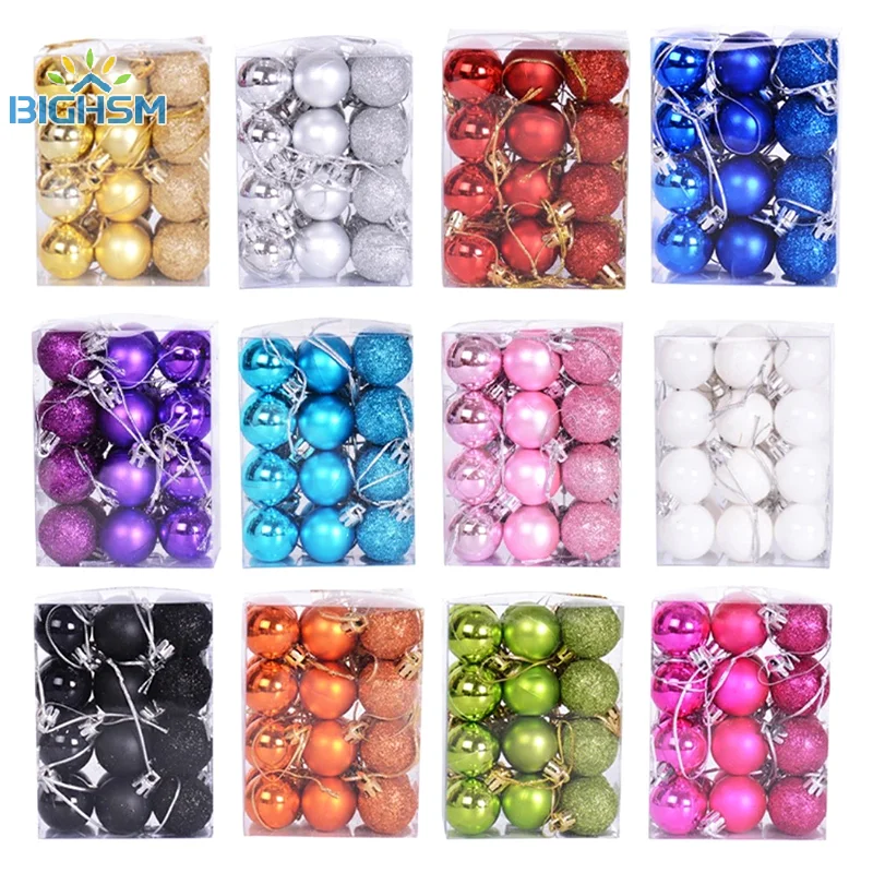 24pcs Christmas Ball Ornaments Shatterproof Christmas Ornaments Set Decorations For Xmas Tree Balls 3cm 1.18 Inch