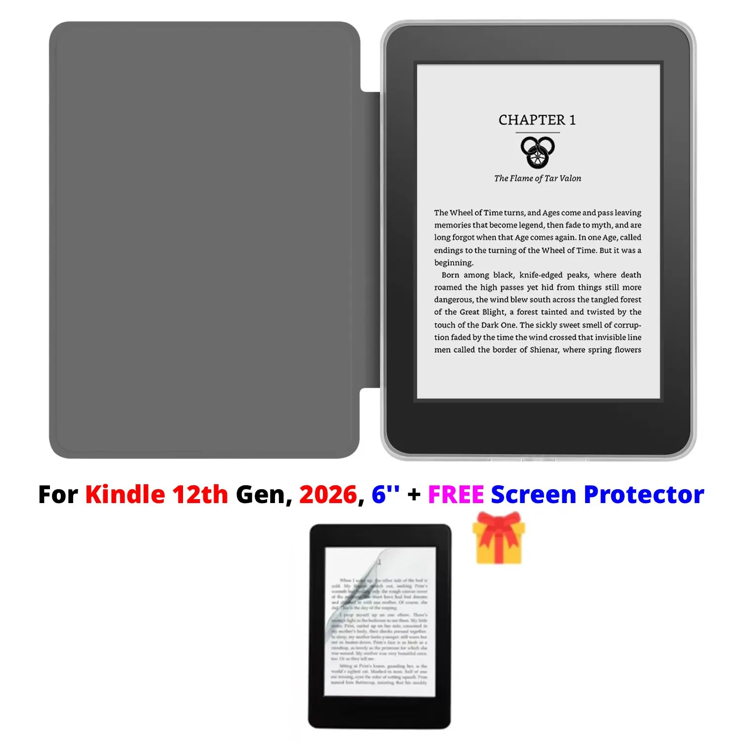 For Kindle 12th Gen 2026 Case + Screen Protector 360° Rotatable 2-in-1 Magnetic Detachable Stand 6'' Wake/Sleep Z8PC57/LP38MA 6