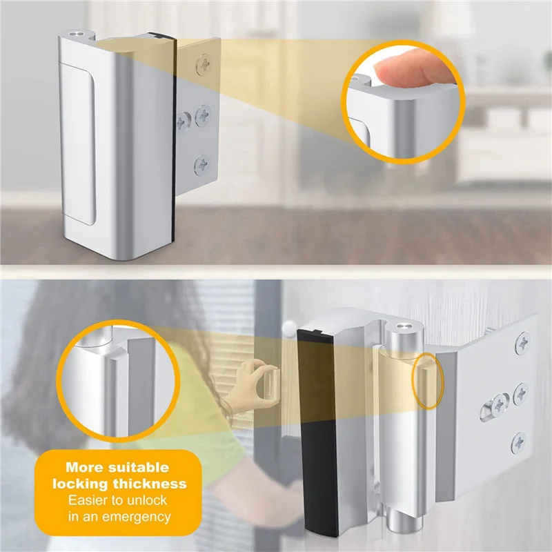 

AB41-3Pack Door Reinforcement Lock,Aluminium Alloy U Door Reinforcement Lock 3Inch Security Door Lock Home Proof Door Stopper