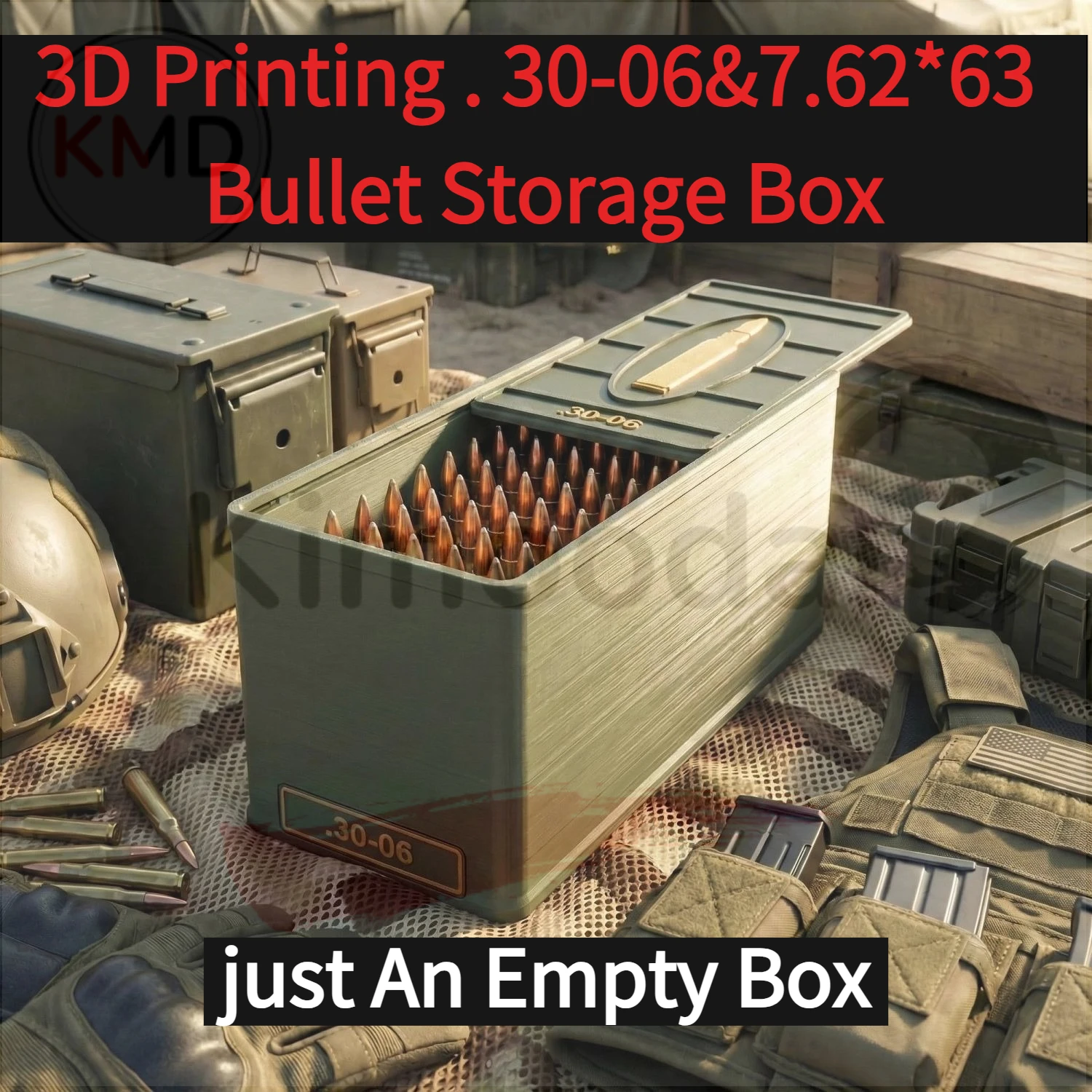 

just An Empty Box， 3D Printing . 30-06&7.62*63 Bullet Storage Box, Enthusiast Desktop Gift Collection