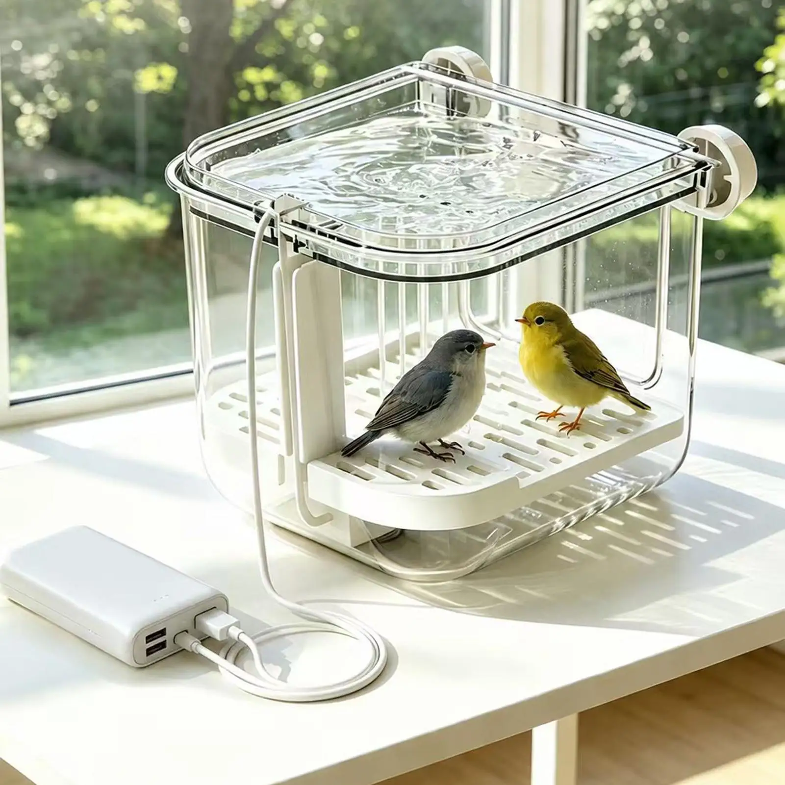Bird Shower For Cage Automatic Circulating Finches Bathing Finches Cage Bath Tub For Pet Parents Animal Lovers Trainers Macaw view 3