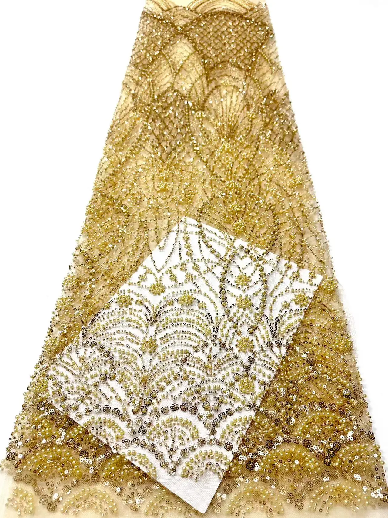 아프리카 나이지리아 튤 레이스 원단 스팽글 재봉 기퓌르 비즈 스톤 자수 드레스 고품질 2025