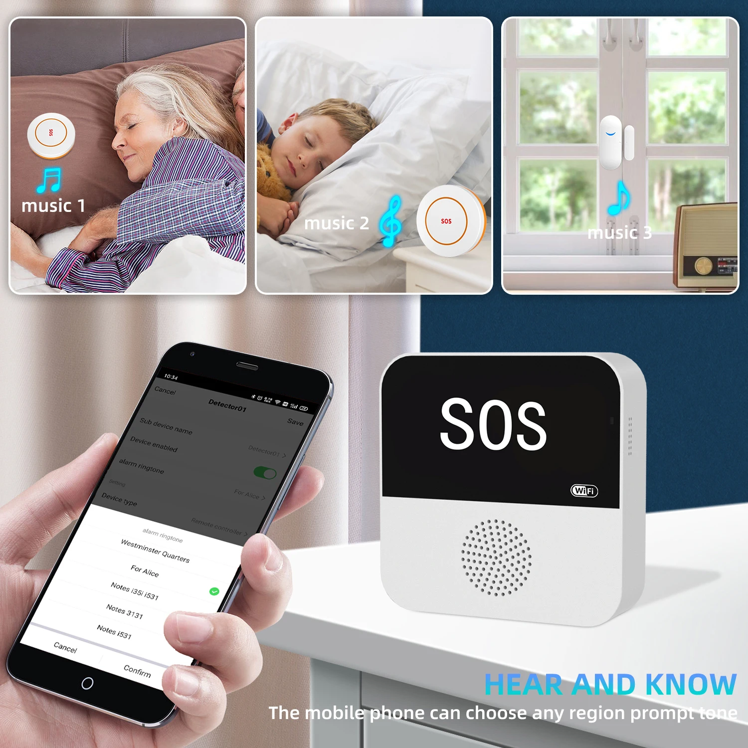 Tuya WiFi SOS Alarm System Smart Home Elderly Emergency Pager Doorbell Function Support 433MHz Wireless Detector Smart Life APP