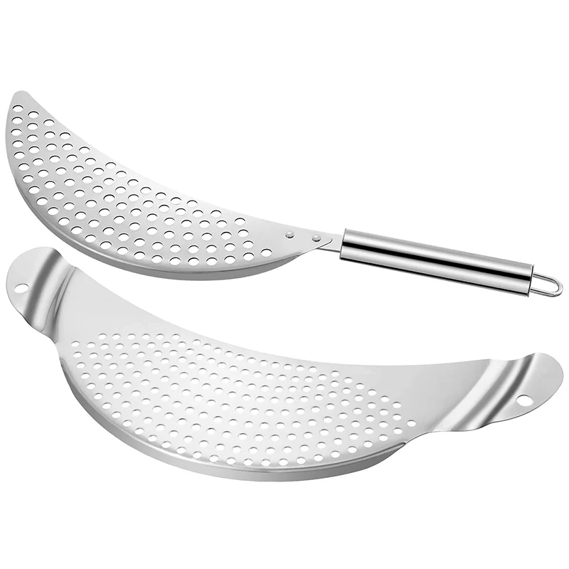 ABKO-2 Pieces Pot Strainer Stainless Steel Crescent Pot Strainer With Handle Pasta Strainer Pan Pot Strainer With Recessed