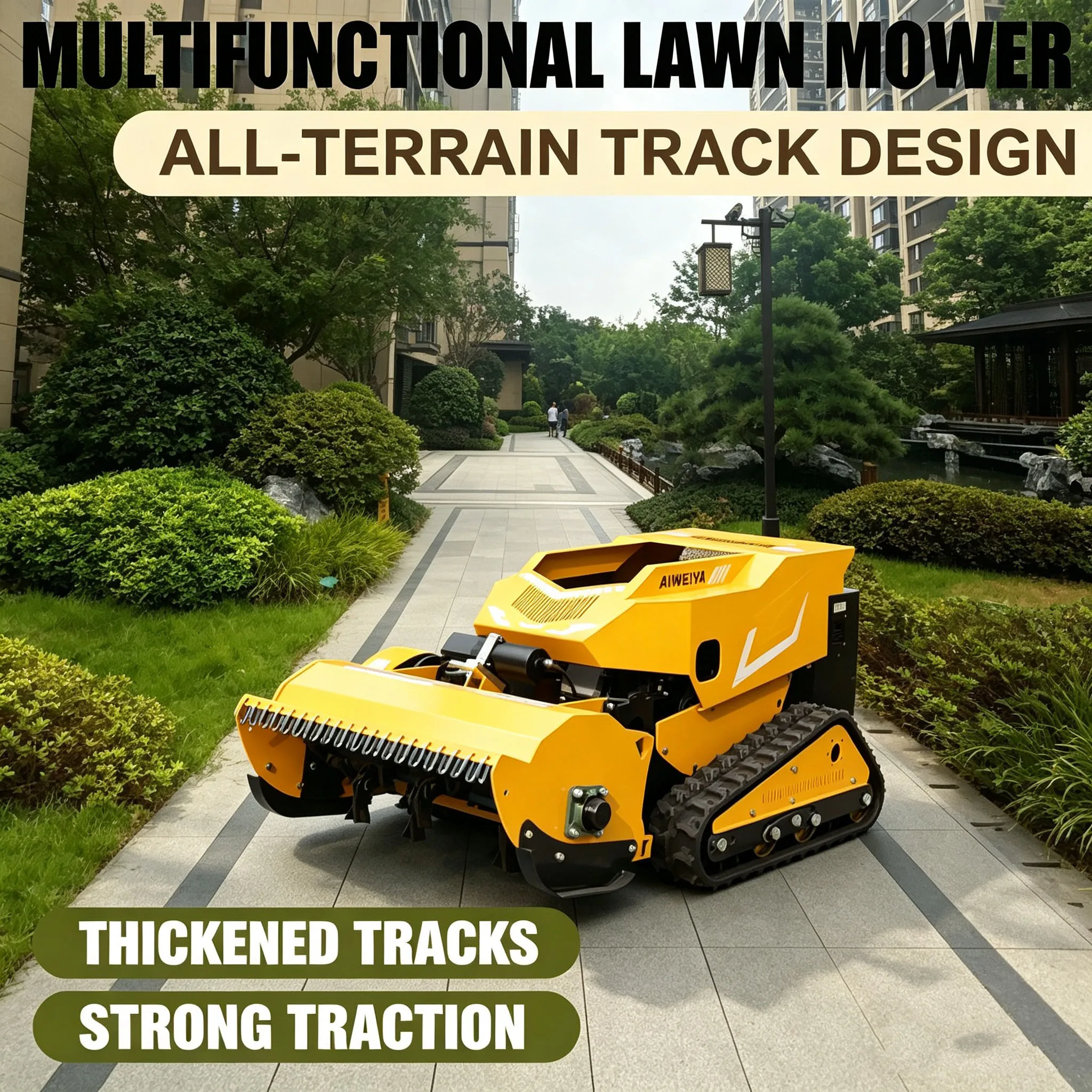 Customized parkgreen trimmer matches lawn mower remote control unit,remote control lawn mower works on self-propelled lawn mower